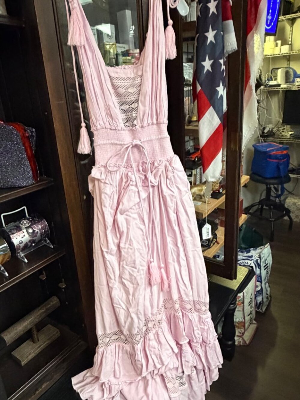 En Saison Geraldine Pink Cutout Tassel Maxi Dress S